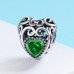 Talisman argint Vintage Green Heart